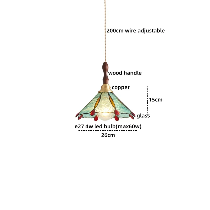 Imagem -02 - Iwhd-led Lâmpada Pingente com Cabo de Madeira Suspensão Luminária Luzes Penduradas Quarto Jantar Sala de Estar Cobre Vidro Moderno