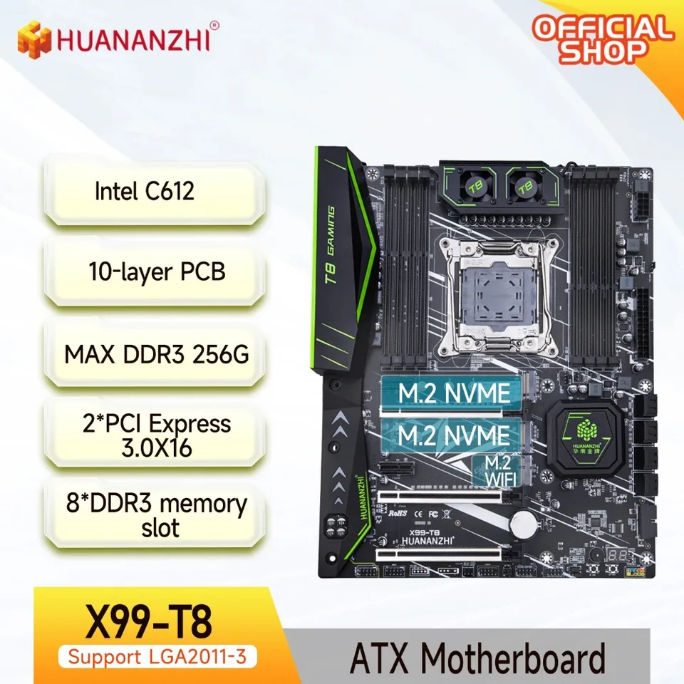 HUANANZHI X99 T8 support LGA2011-3 Xeon E5 V3 V4 8*DDR3 ECC Non