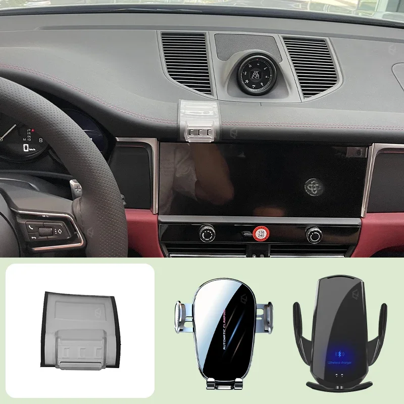 

Car Mobile Phone Holder For Porsche Macan 2016-2023 Car Special Bracket Base Mobile Support Wireless Charging Bracket