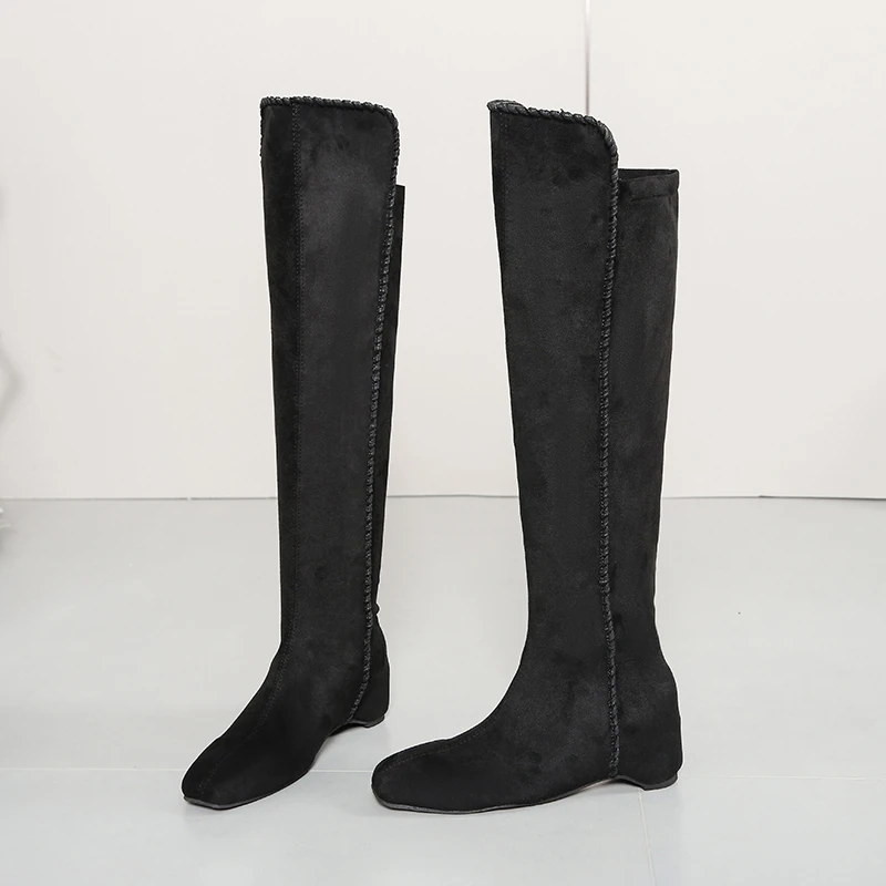 أحذية نسائية طويلة الساق مقاس كبير 2025 متعددة الاستخدامات ورقيقة وعالية الساق للخريف والشتاء فوق الركبة أحذية قابلة للتمدد #2