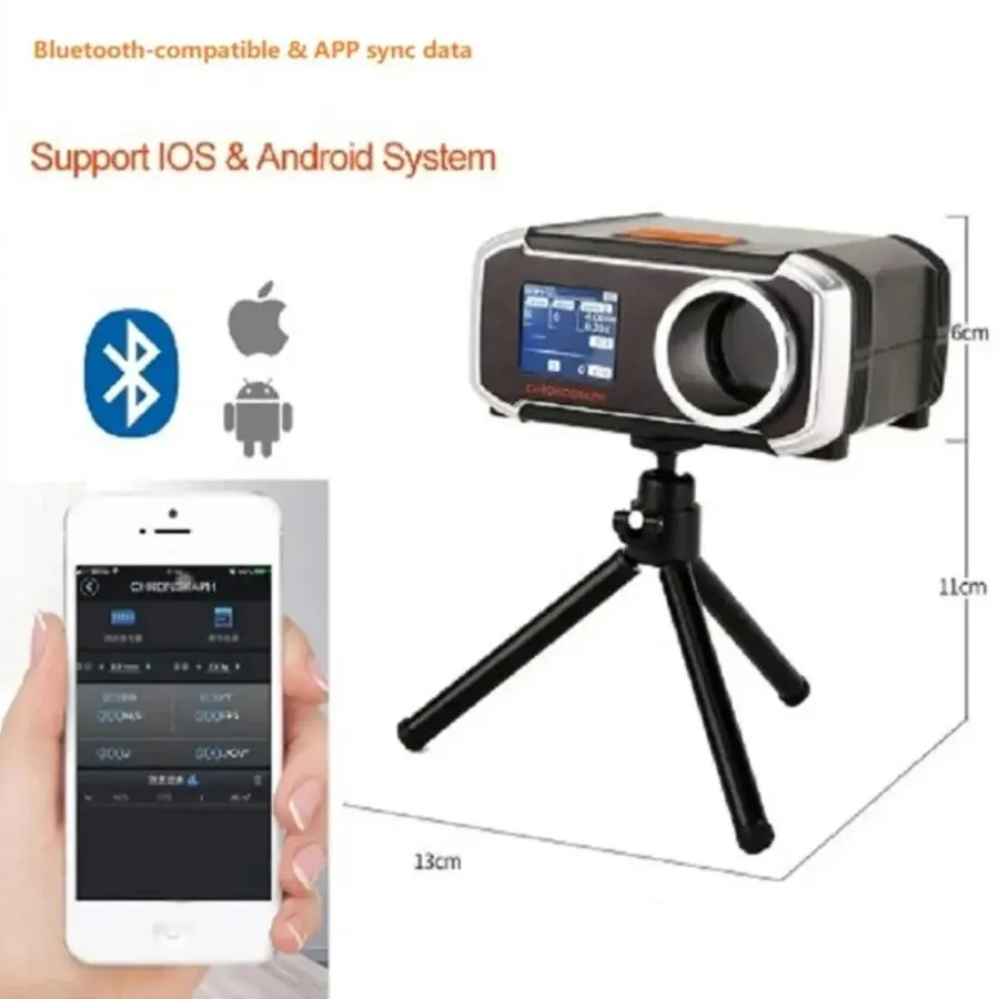 Medidor de Velocidade Cronógrafo Compatível com Bluetooth, Tela LCD, Velocidade de Medição Instrumentos, Slingshot Bow