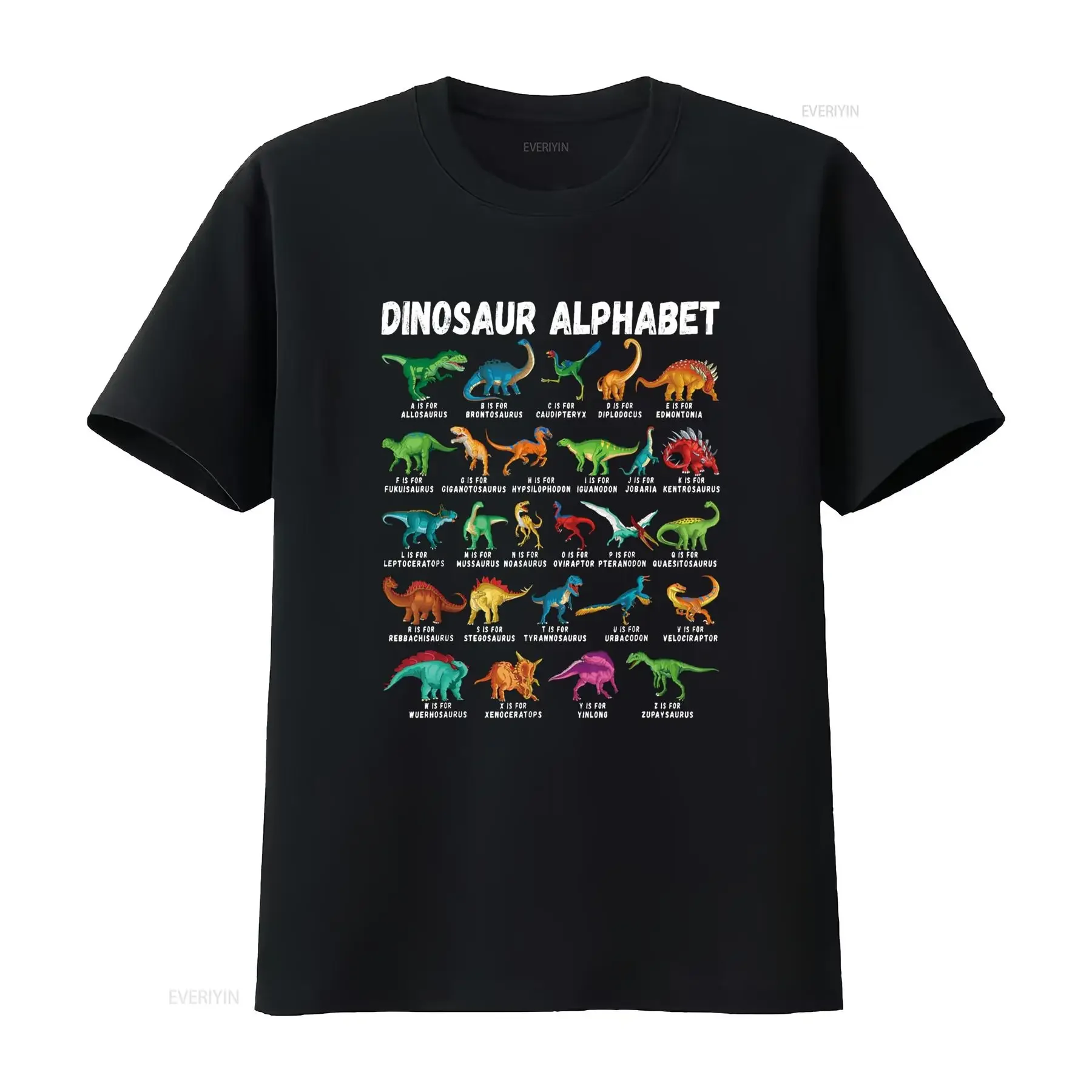 

Виды типов динозавров с алфавитом A Z ABC Dino Identification Футболка винтажный стираный топ для повседневной носки унисекс с графикой универсальный