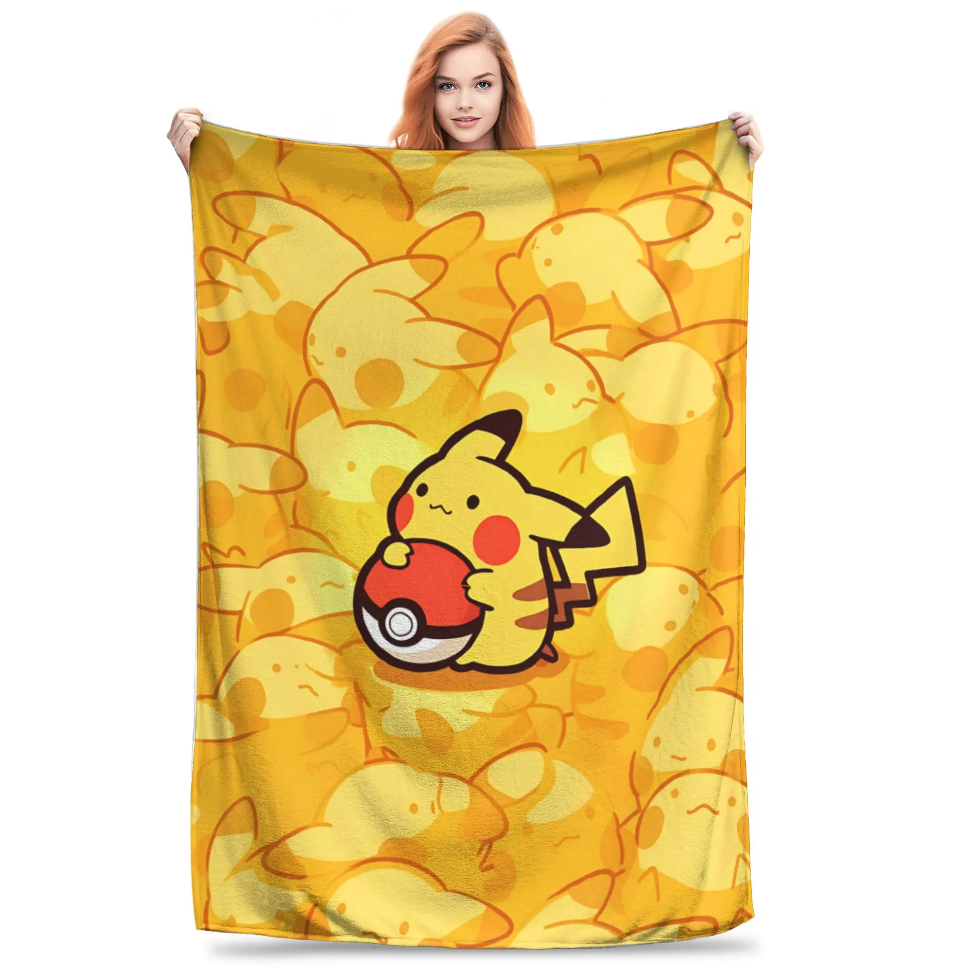 1PC Cartoon Pokemons Anime Theme Pikachu home room decorations Winter Blankets for Adults Bedding Home Interior Sofa Knee