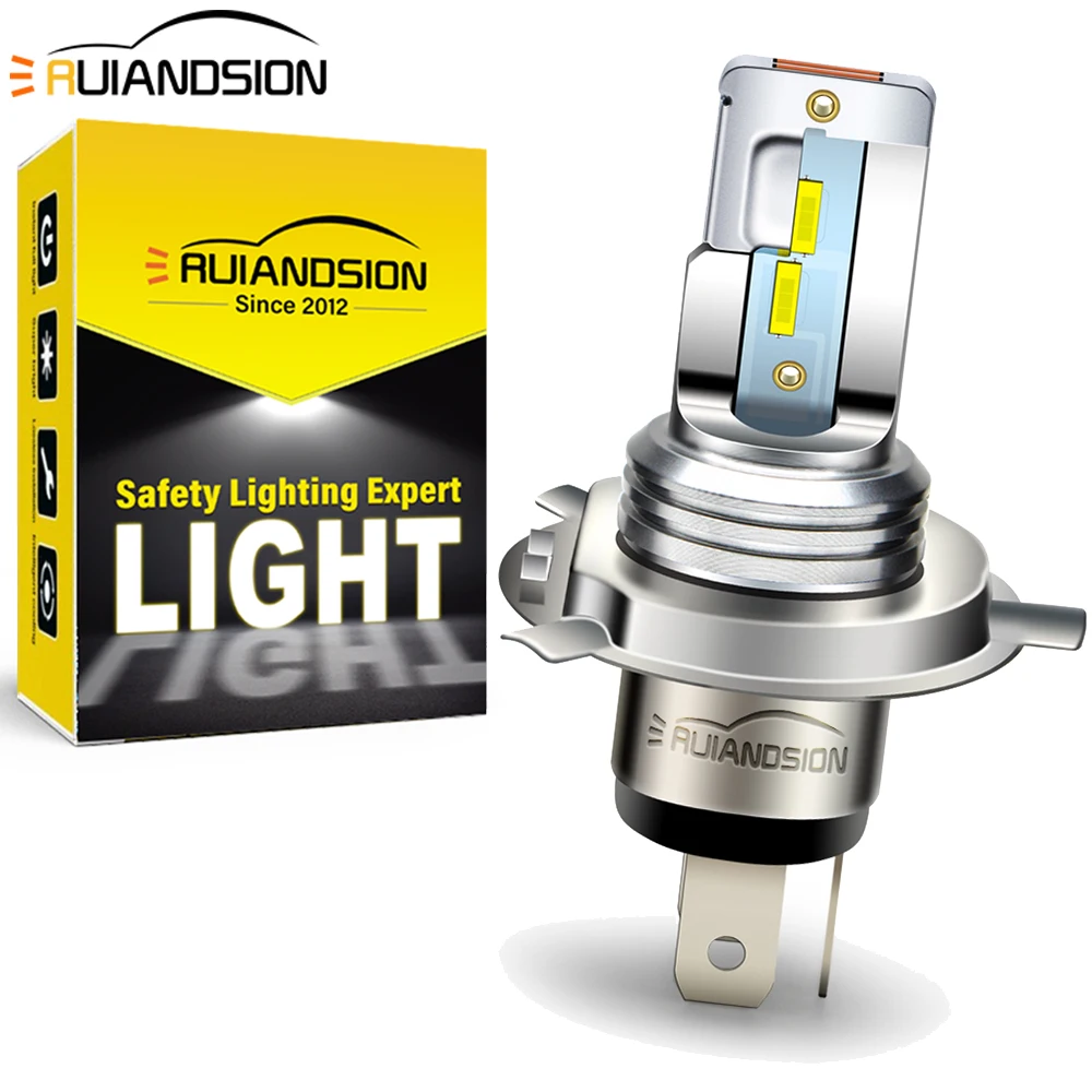 RUIANDSION White Headlight Motorcycle LED Universal H4 P45T P36D High/Low Beam Auto Moto Lamp 2000LM 6-24V for Electric Scooter