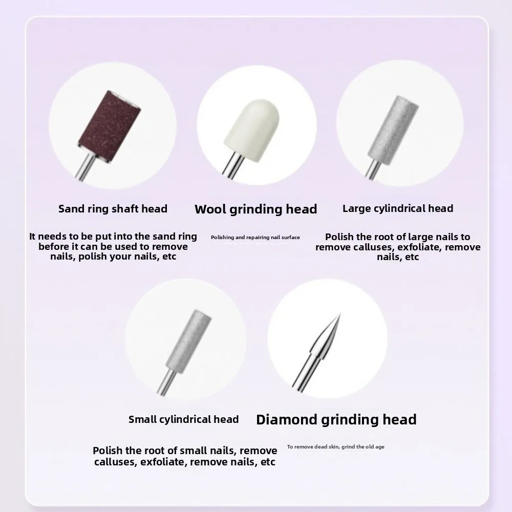 LCD-scherm Elektrische nagelboorset met 5 slijpkoppen USB-pennenstijl nageldroger Handheld draadloze oplaadbare nagelpolijstmachine