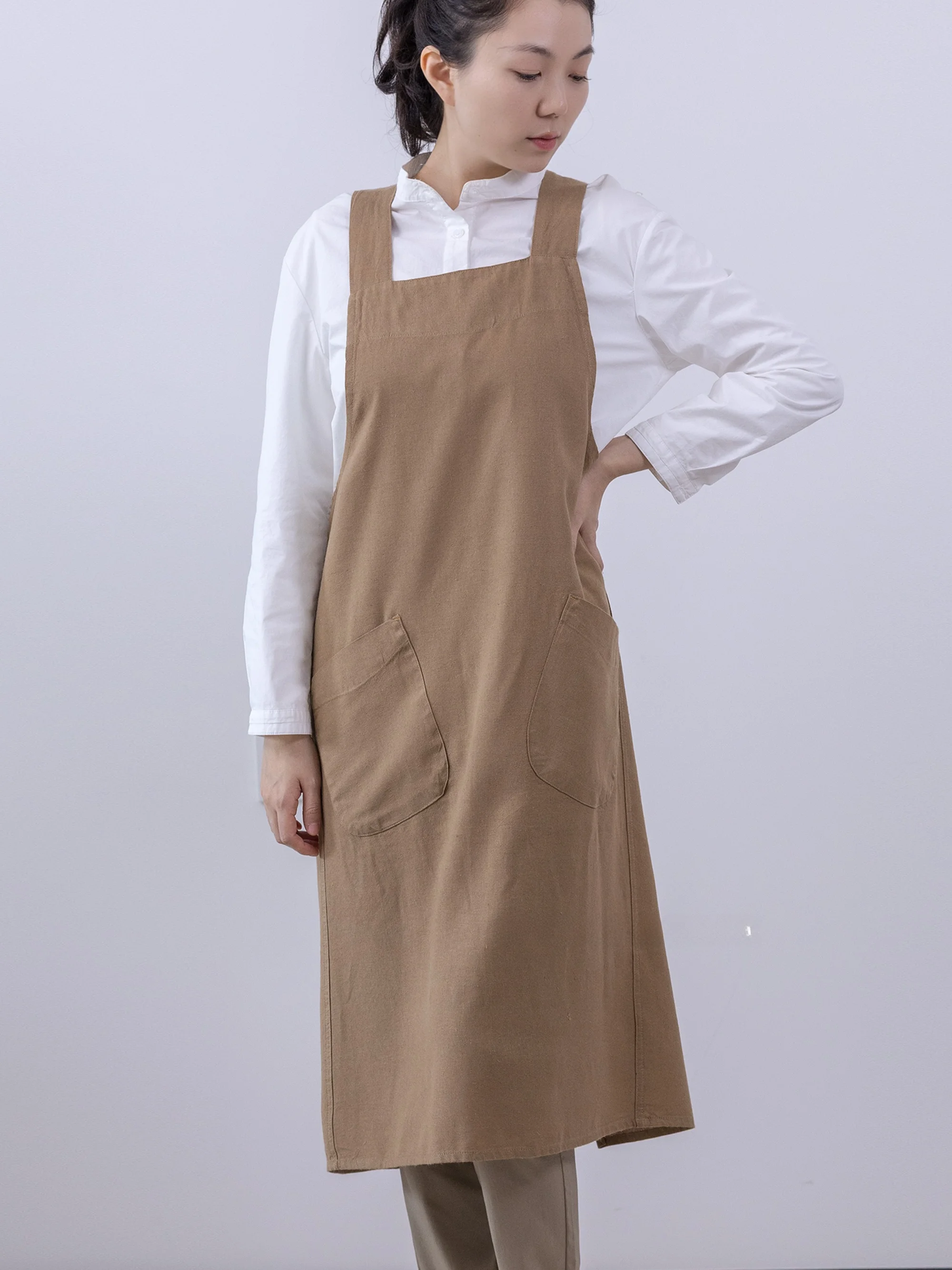 

Простой японский хлопково-льняной фартук в винтажном стиле для садоводства, домашнего использования, кофейни, цветочного магазина, маникюрного салона, детского сада