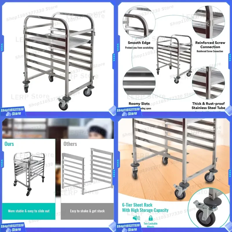 Stainless Steel Bakery Tie Rod Holder for Oven Tray Rack Bread Cooling Cart Trolley Accessories Commercial Kitchen Equipment