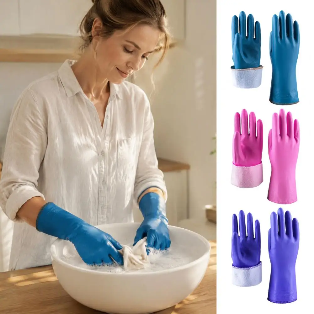 Durable Pink Cleaning Gloves Non-slip Long Cuff Kitchen Gloves Thickened Household Rubber Gloves Household Cleaning