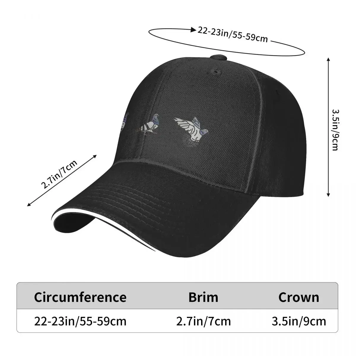 Pigeon Doodle Baseball Cap Beach Outing Fashion Beach Sun Cap For Girls Men's