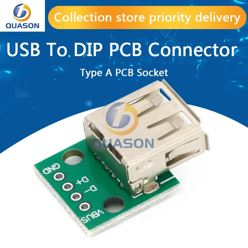 5pcs Type A Female USB To DIP 2.54mm PCB Connector Female USB PCB Board Connector USB PCB Socket USB Connector