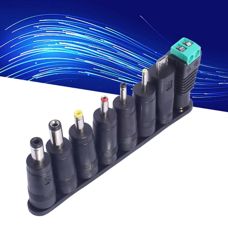 Solution chargement pour ordinateur portable, livraison directe, 5.5x2.1mm femelle avec 8 embouts d'alimentation DC5521 à