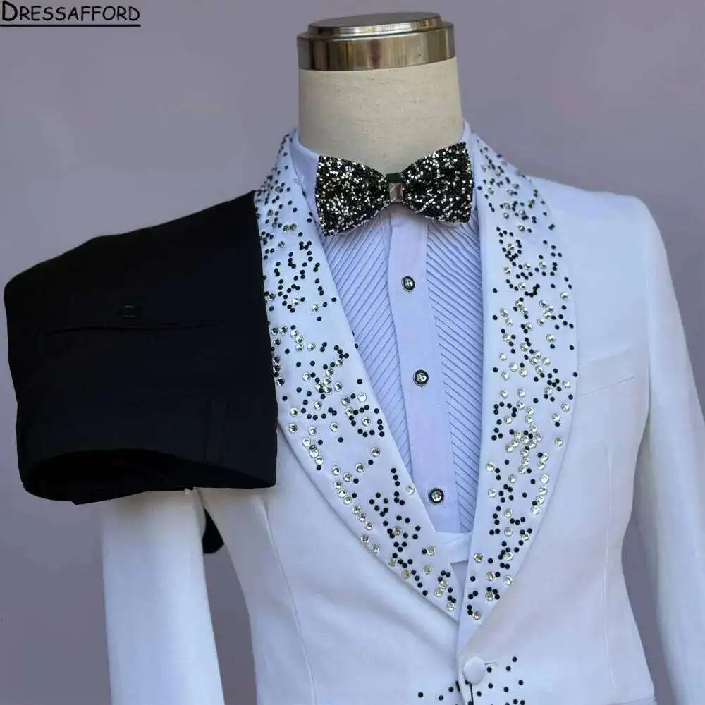 Suit Mens Slim Fit Fashion Geometric Pattern Printing Jacket Pants 2 Piece Tailor-Made Wedding Business Prom Tuxedo