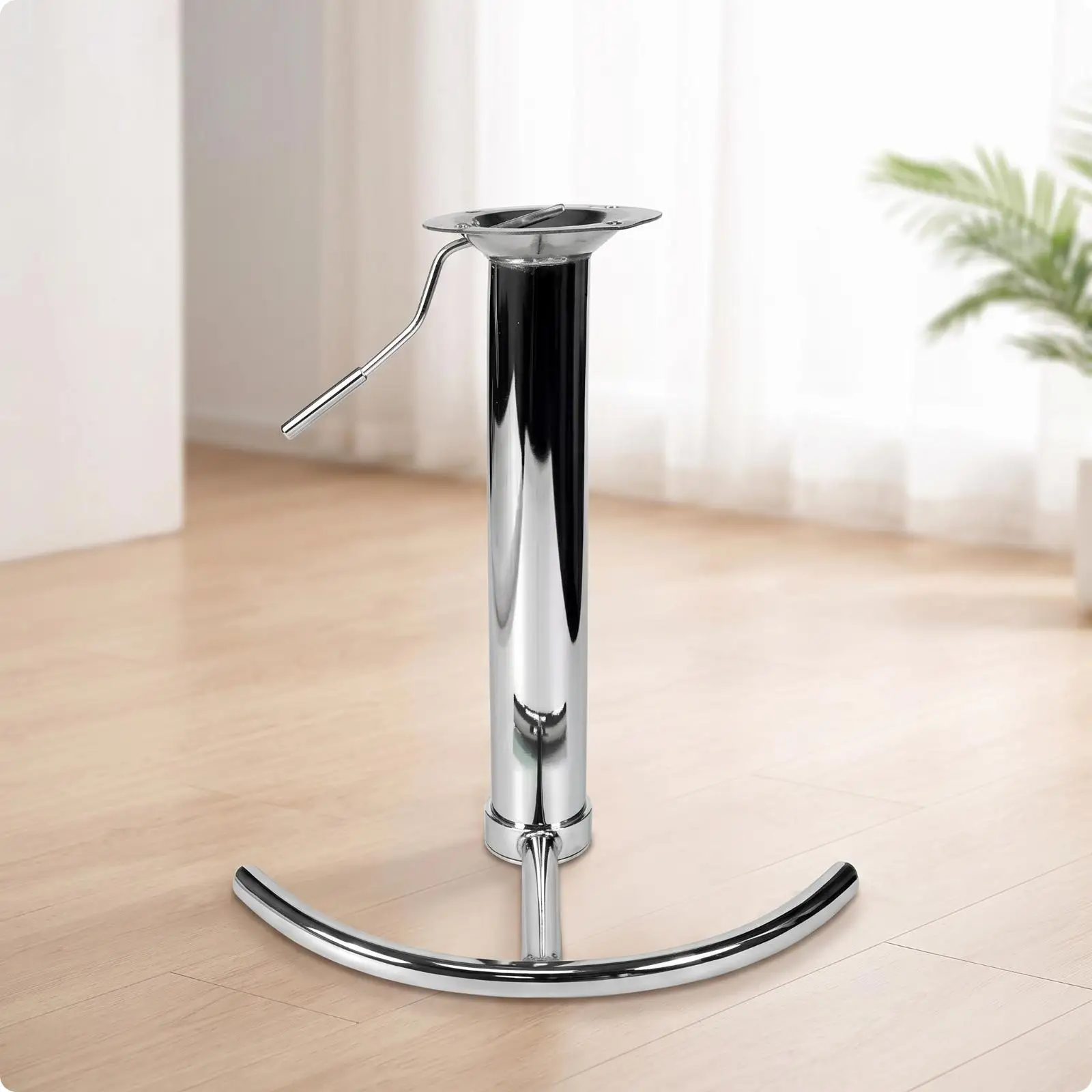 Durable Metal Electroplated Bar Seat Base with Footrest Cylinder Tube Mounting Plate for Modern Kitchen Island Stool Projects