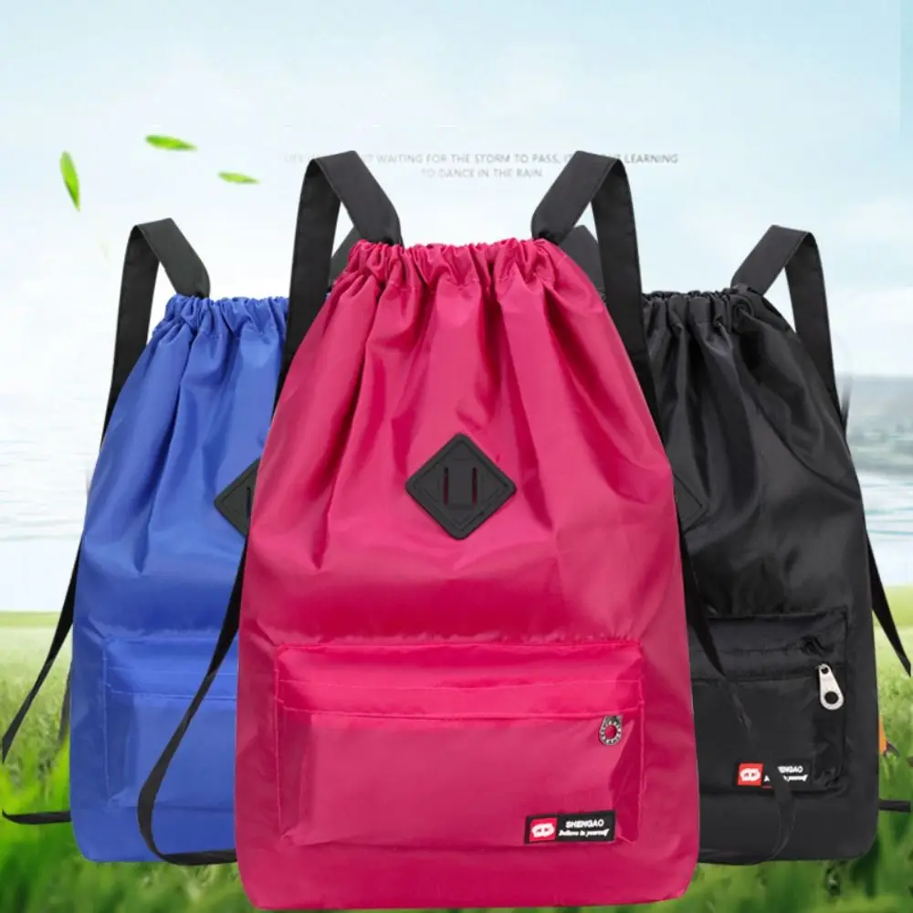 

Trendy Nylon Drawstring Backpack Drawstring 5 Colors School Student Backpack Washable Large Capacity Versatile Backpack Unisex