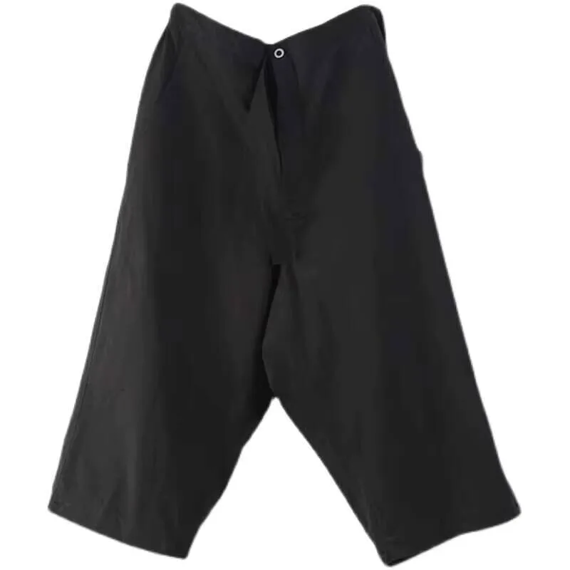 

Overalls Casual Cropped Loose Pants Men's Pants Black Spring And Autumn Dark Yamamoto Style Street Wear Large Size