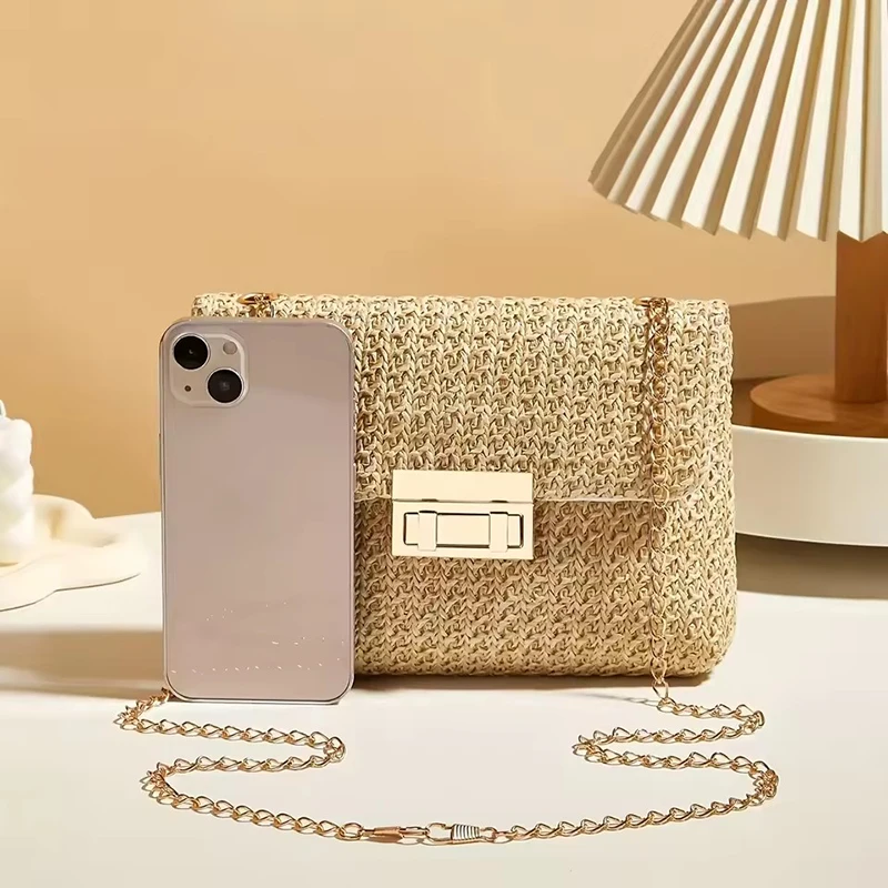 Neue Mode Stroh Schulter Tasche Frauen Handgemachte Umhängetasche Hohe Kapazität Strand Tasche Gewebte Kupplung Handtasche – Detail 12