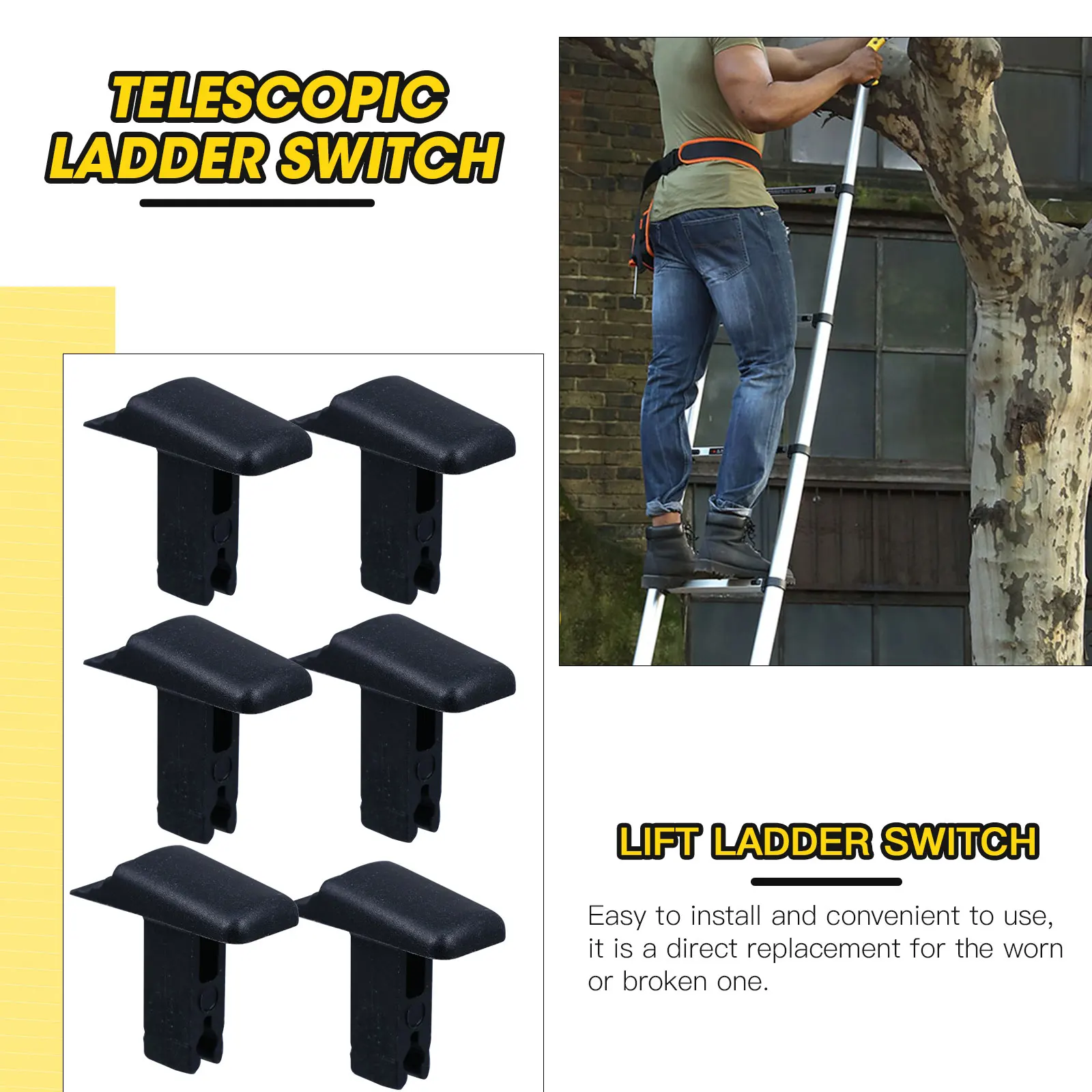 

6pcs Ladder Switch Button Accessories Telescopic Aluminum Folding Durable Impact Resistant Heat Low Temperature Safe Locking