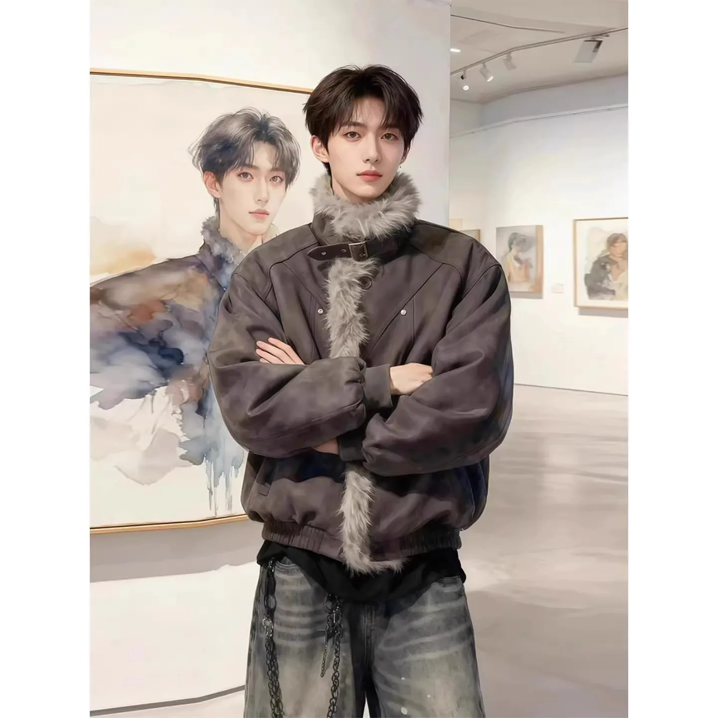 Winter Fashion Men Black Grey Red Solid Color Long Sleeve Stand Collar Simple Basic Casual Trendy Daily Parkas Male Coats Tops
