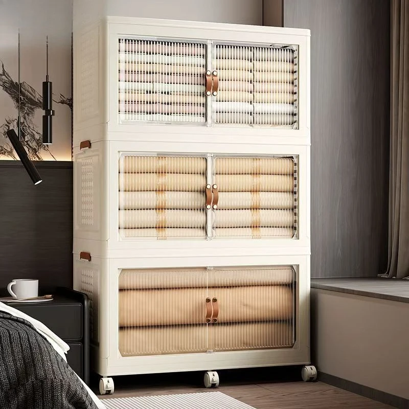 Multi-layer storage cabinet Plastic folding storage cabinet Clothes organizing cabinet