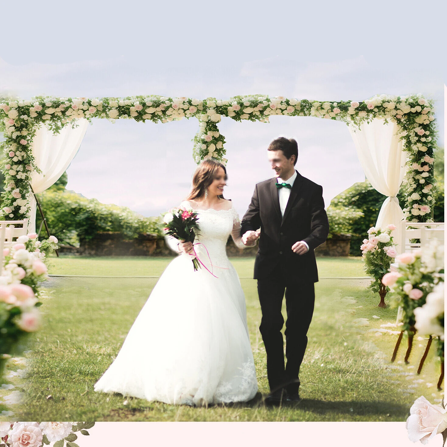 Wedding Party Background Stand Kit Rectangle Arch Telescopic Frame Curtain Flower Balloon Frame Decor Stainless Display Stand