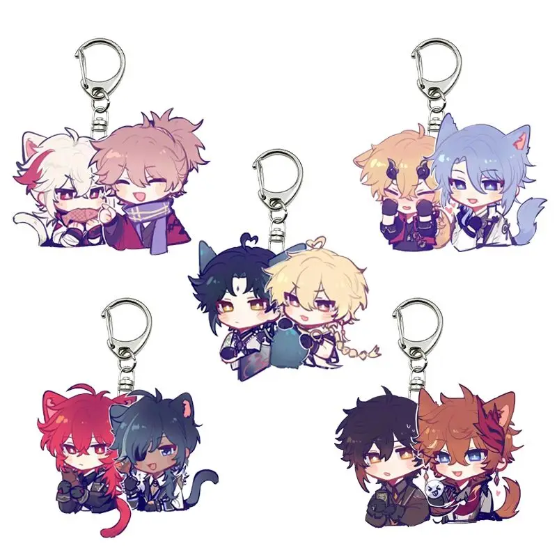 Cadena para teléfono de acrílico con personajes de anime Genshin Impact: Diluc, Kaeya, Kaedehara Kazuha, Childe. Cordón para celular, llavero, joyería.
