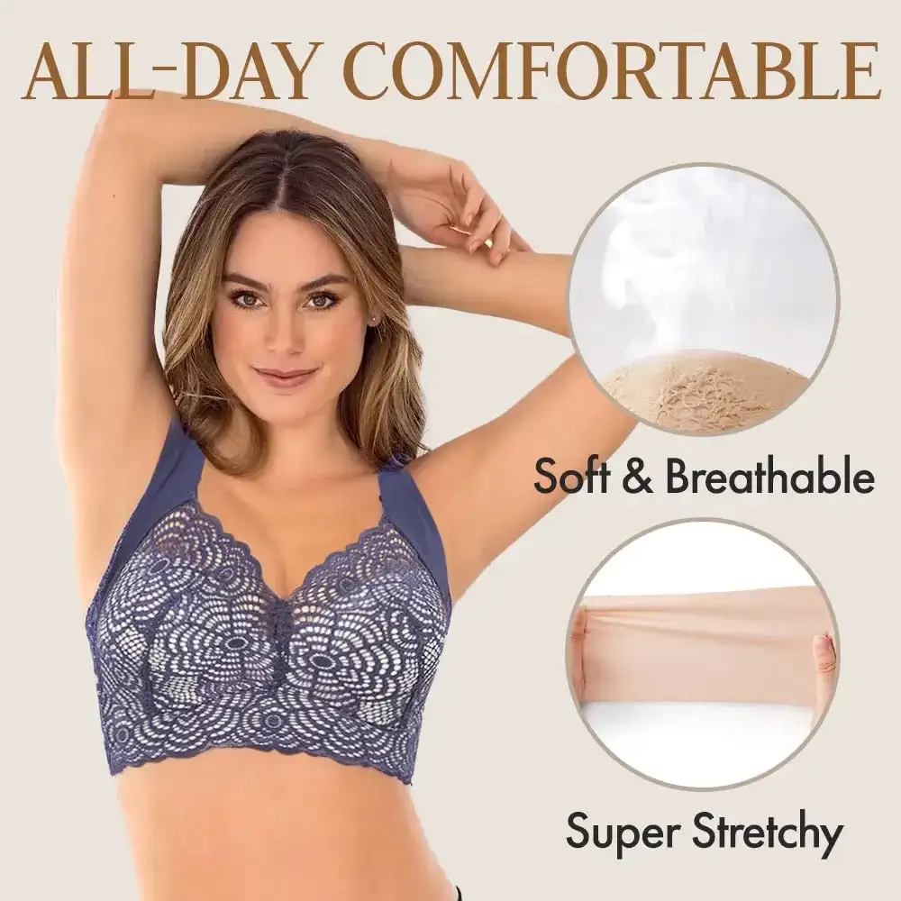 Women Bra Ultimate Lift Stretch Bra Plus Size Sports Sleep Bra Seamless Lace Cut Out Bra Wire Free Vest Style Push Up Large bra