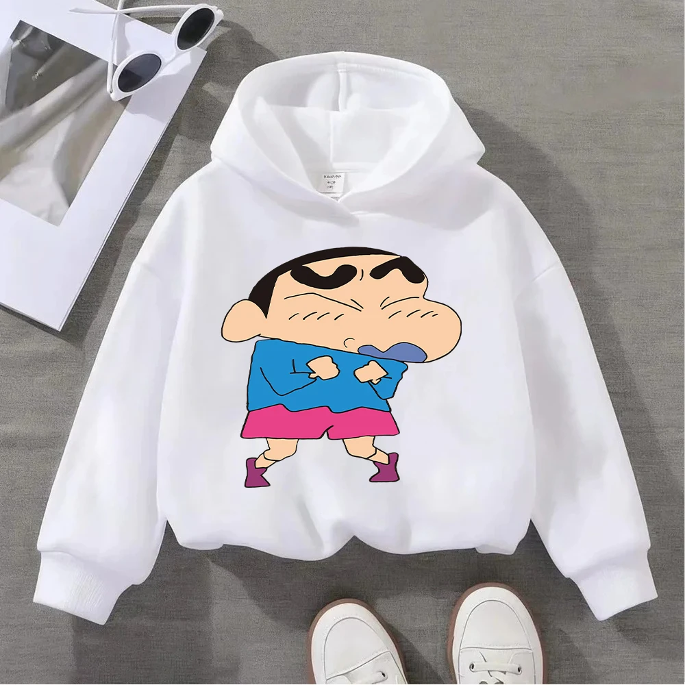 

Kids Hoodie with Crayon Shin-chan Print Y2K Inspired KPOP Style Casual Long Sleeve Pullover for Boys Girls Trendy Cartoon Graphi