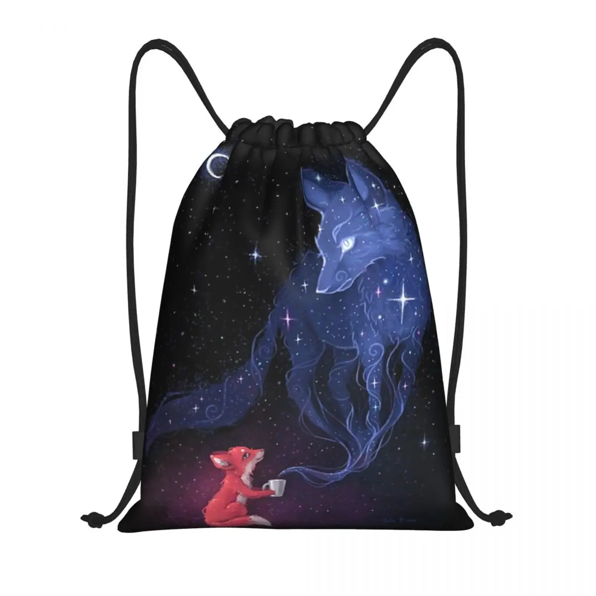 Custom Celestial Fashion Women Men Drawstring Bag Backpack Portable Folding Bag Shopping Waterproof Backpack