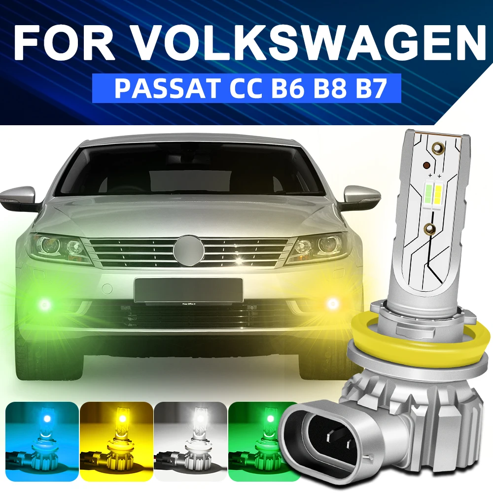 

Front LED Fog Lights Bulb For Volkswagen VW Passat CC B6 B8 B7 Car Dual Color Fog Lamp 2008-2024 2010 2011 2012 2013 2014 2015