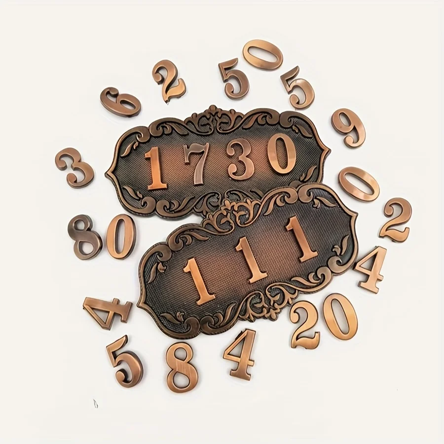 Imitation metal bronze door number ABS plastic door number 3-4 digits 0-9 Number