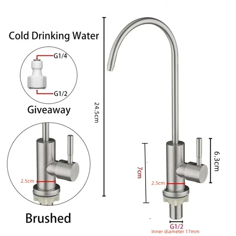Wasserreiniger für die Küche aus Edelstahl 304, drehbarer Wasserreiniger mit einer Kühlung, direkter Trinkwasserhahn – Detail 1