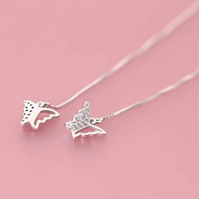 Gorąca sprzedaż długi motyl 925 srebro kolczyki dla kobiet moda biżuteria srebrna-biżuteria pendientes — zdjęcie 7