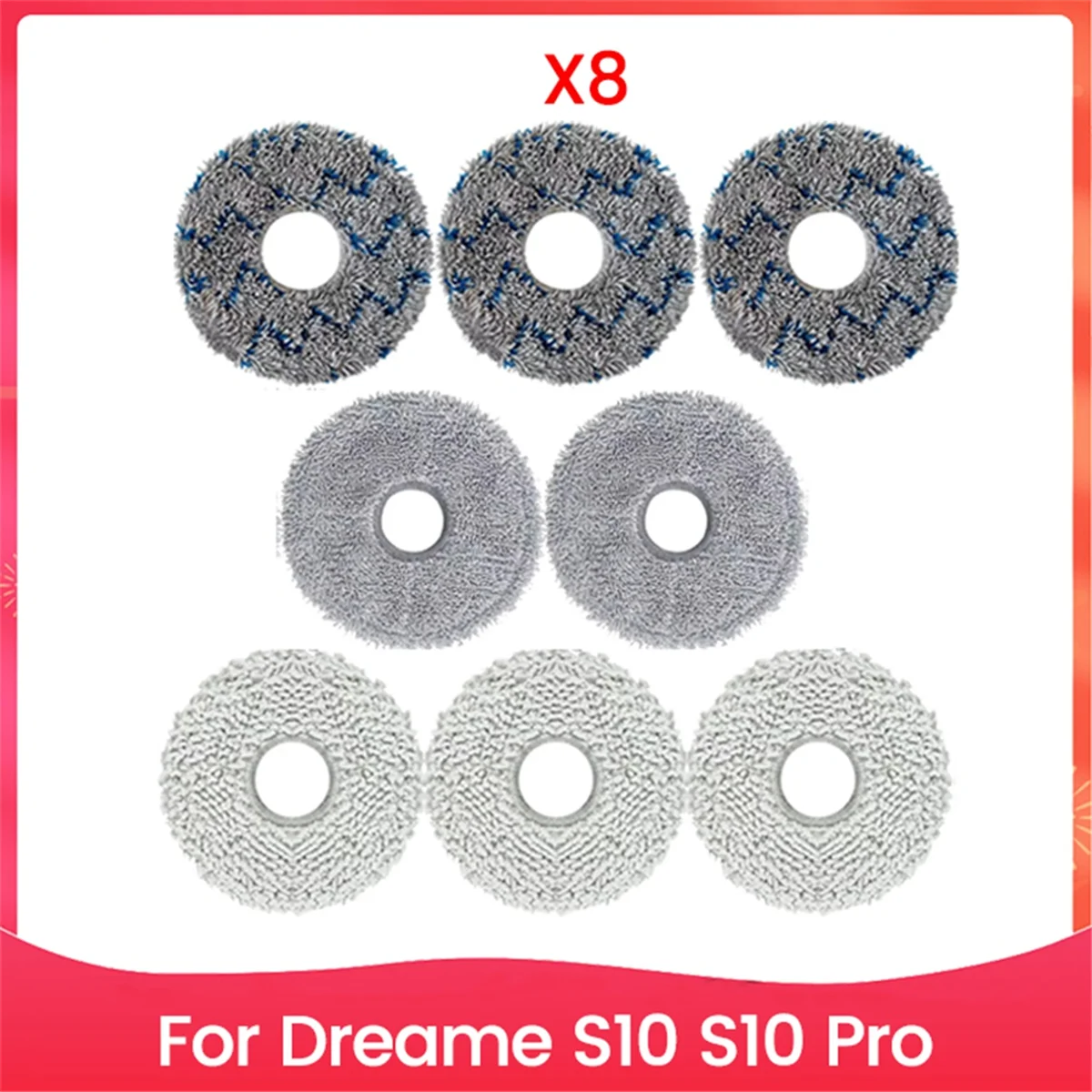 8 шт. подушечки для швабры, подходят для Dreame S10 S10 Pro, робот-пылесос, тканевые аксессуары для швабры, запасные части