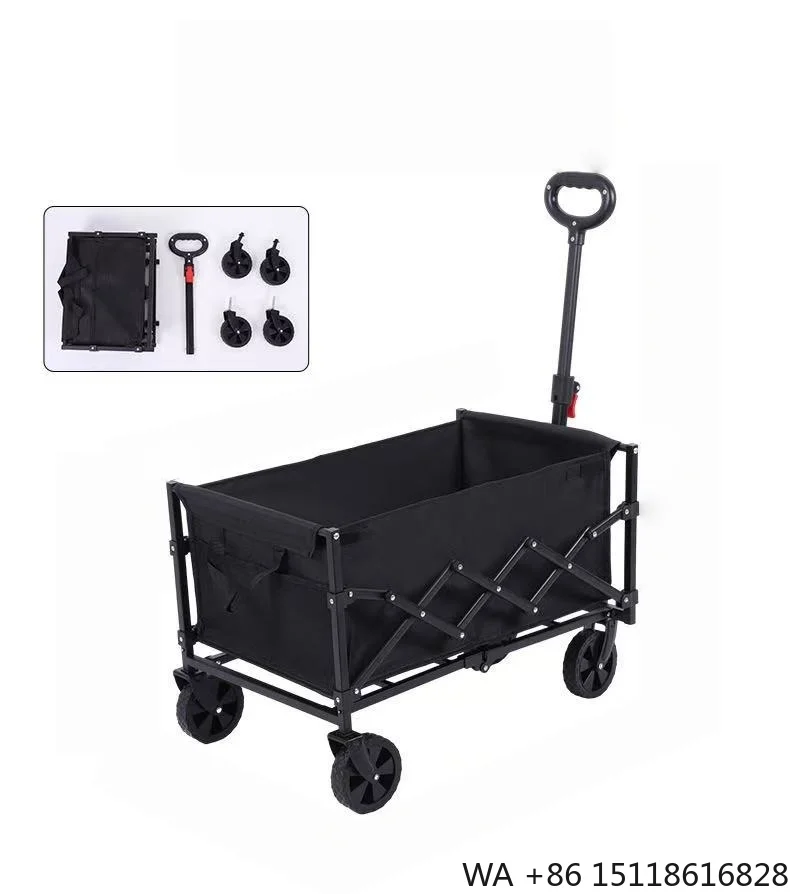 Da Niu Collapsible Foldable Alloy Steel Platform Wagon 4 Wheels Heavy Duty High Load-Bearing Capacity Lightweight Utility Camper