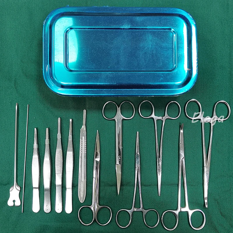 14-Piece Minor Surgery Instrument Set – Stainless Steel, Compact Small Surgery Box Kit