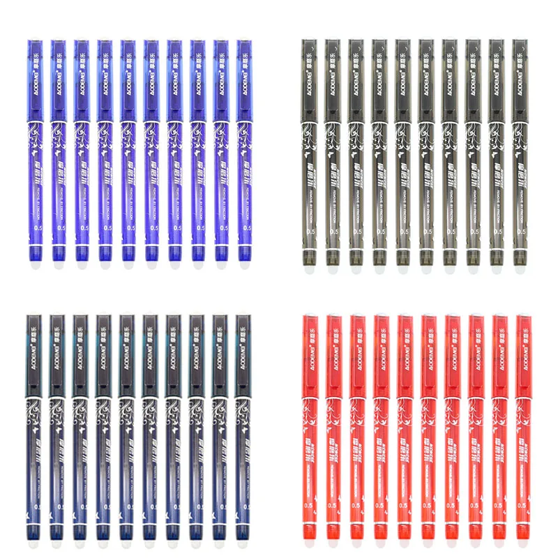 

10 / Box Erasable Magic Gel Pen Student Exam Spare Pen Blue / Dark Blue / Black / Red Writing Office Stationery Pen