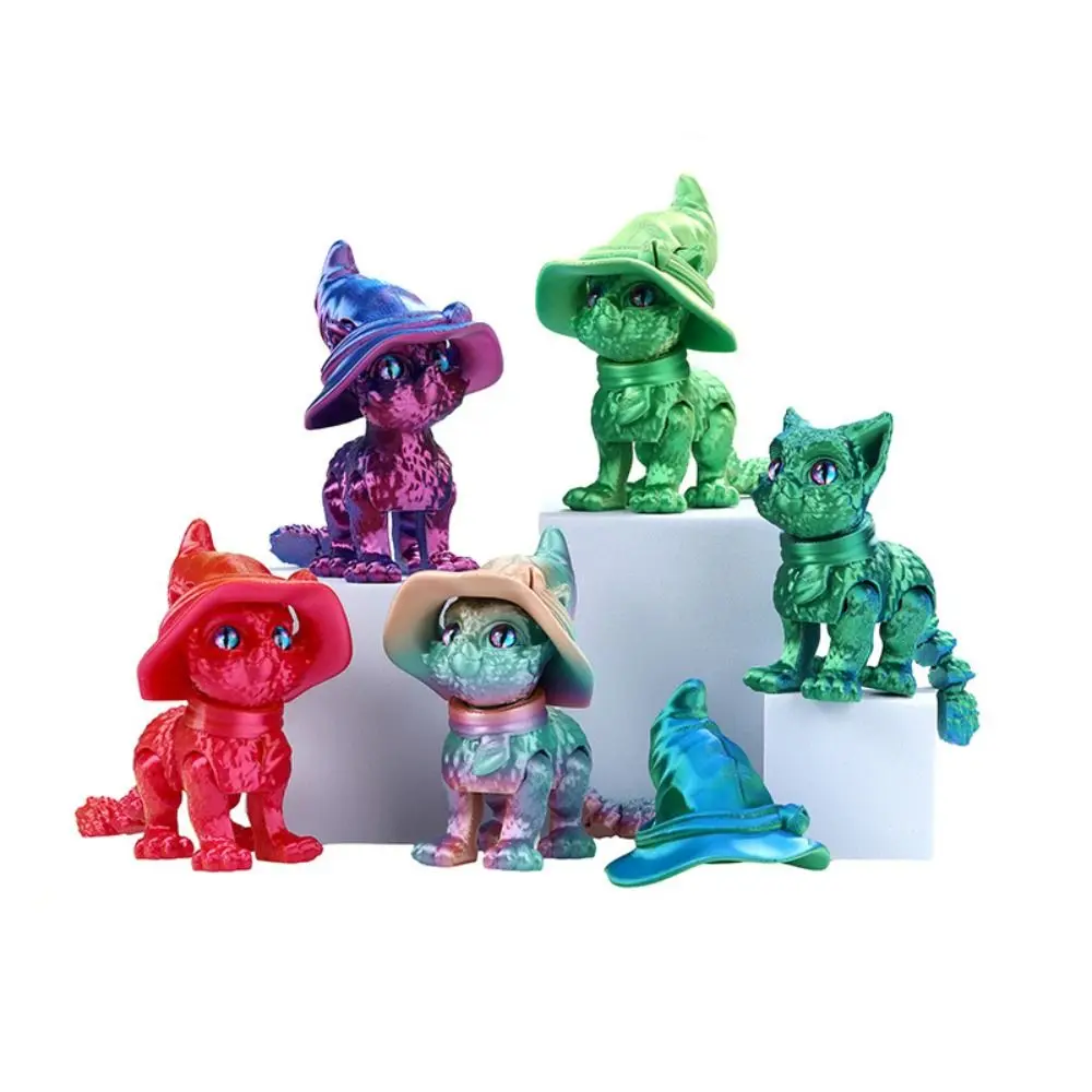 大きな目 3D プリント猫モデルプラスチック素材創造的な彫刻関節猫人形 3D 印刷技術リアルなデザイン