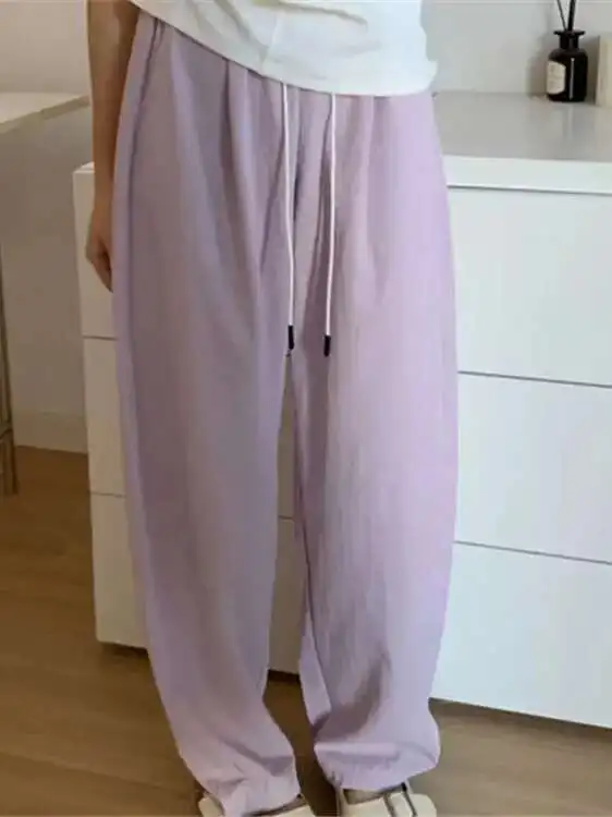 جديد 2024 الصيف عالية الخصر الرباط ياماموتو عازمة سكين السراويل النسائية بلون عادية تنوعا واسعة الساقين السراويل 4MTZ