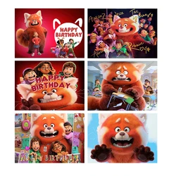 Turning Red Panda Happy Birthday Party Cute Panda Party Decoration Cartoon Birthday Party Photo Booth Backdrop Background Banner