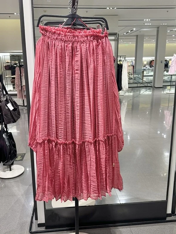 

Summer New Women's High Waist Loose Comfortable Long Skirt Folded Effect A-Line Midi Skirt Versatile Ele Sle 5029085