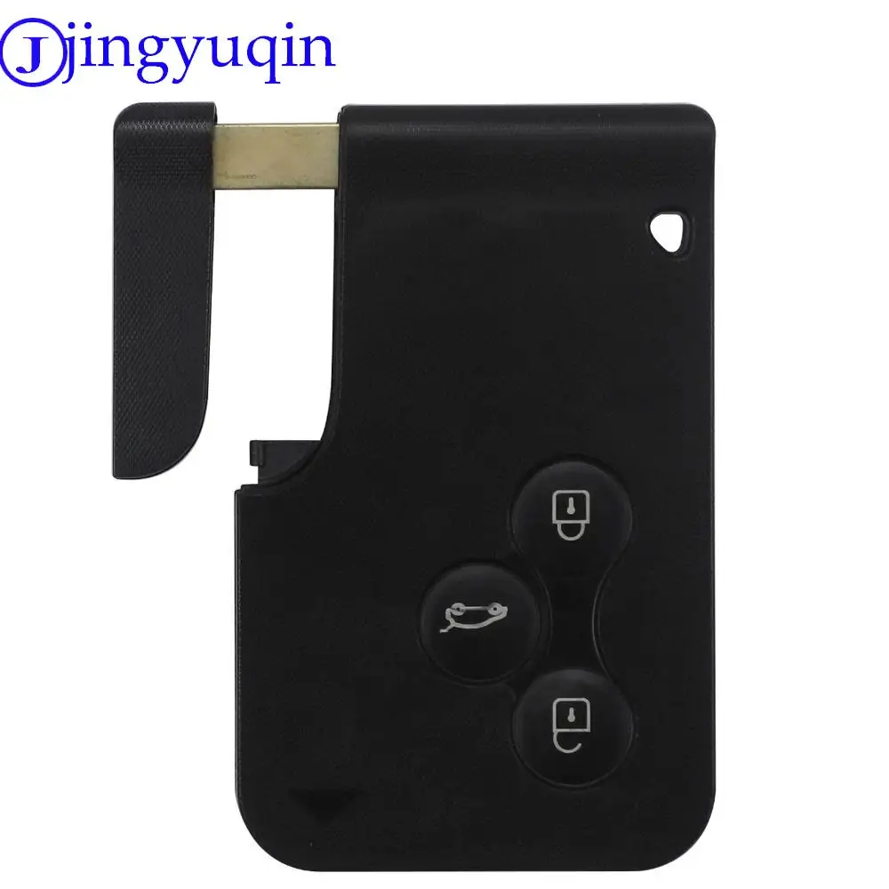 jingyuqin Replacement Smart Card For Renault Clio Logan Megane 2 3 Koleos Scenic Case Black Car Key Fob Shell With Small Key