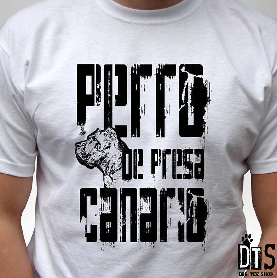 Perro De Presa Canario logo white T Shirt top 100 cotton tee graphic design mens womens kids baby sizes