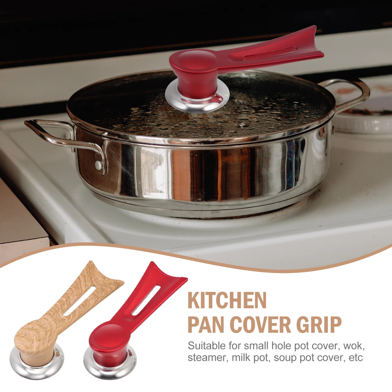 

2pcs Pot Lid Handles Stainless Steel Bakelite Heat Resistant Replacement Handle For Pan Cover Grip Cookware Part Kitchen Pot