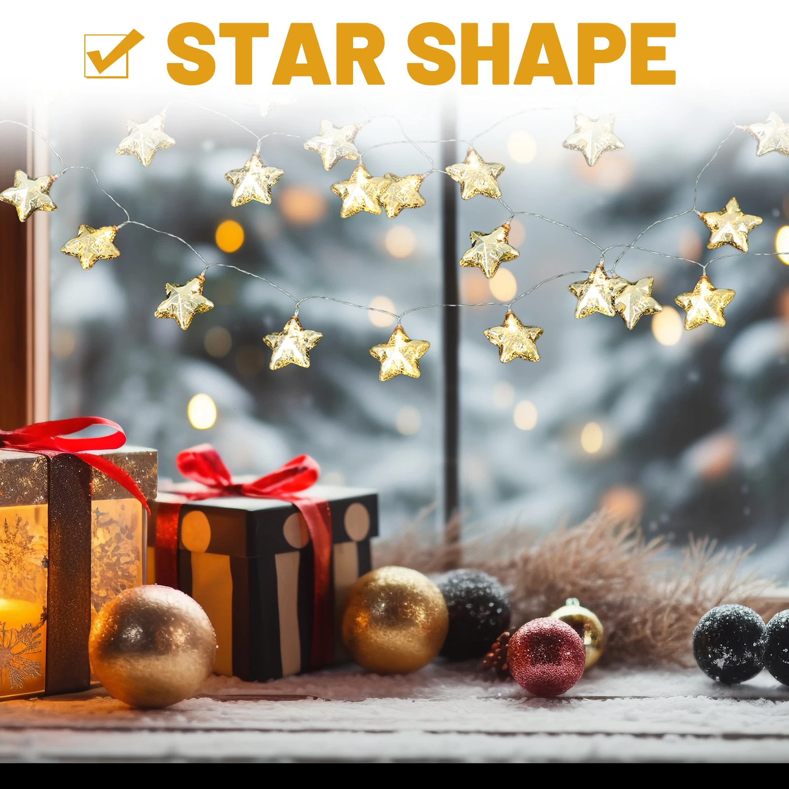 

1Pcs LED Star String Lights Warm White Long Life Energy Saving Party Bedroom Wedding Christmas Fairy Decoration Light