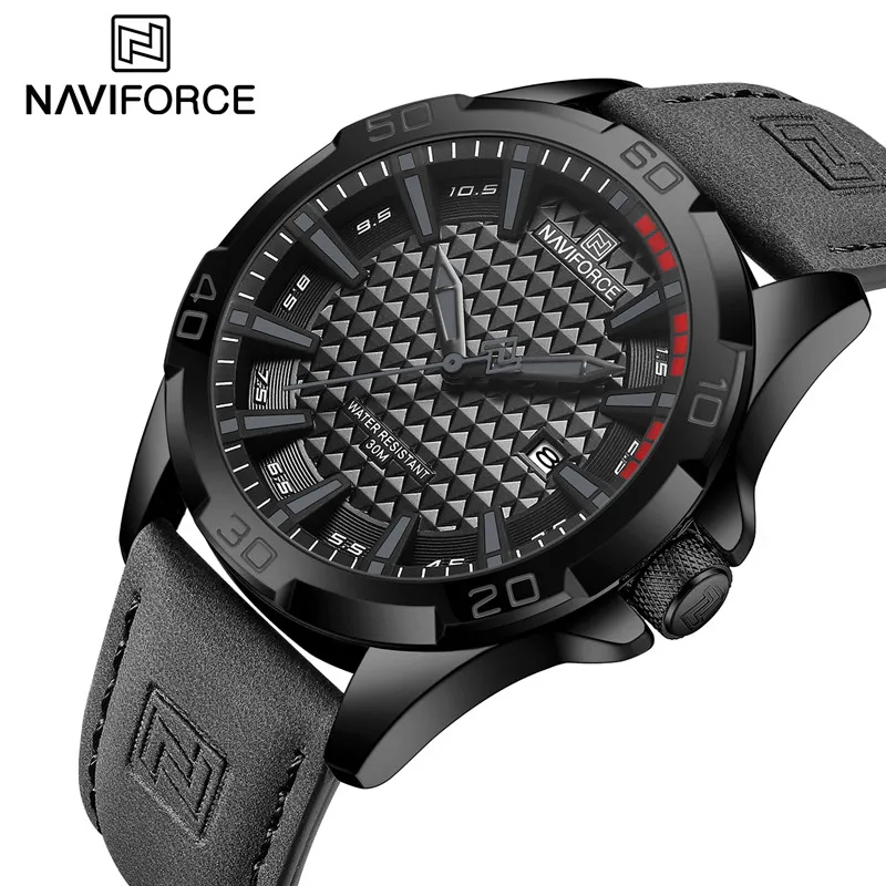 Original Brand Naviforce High Quality Men\'s Watches Leather Strap Male Waterproof Wristwatch Quartz Date Clock RelogioMasculino