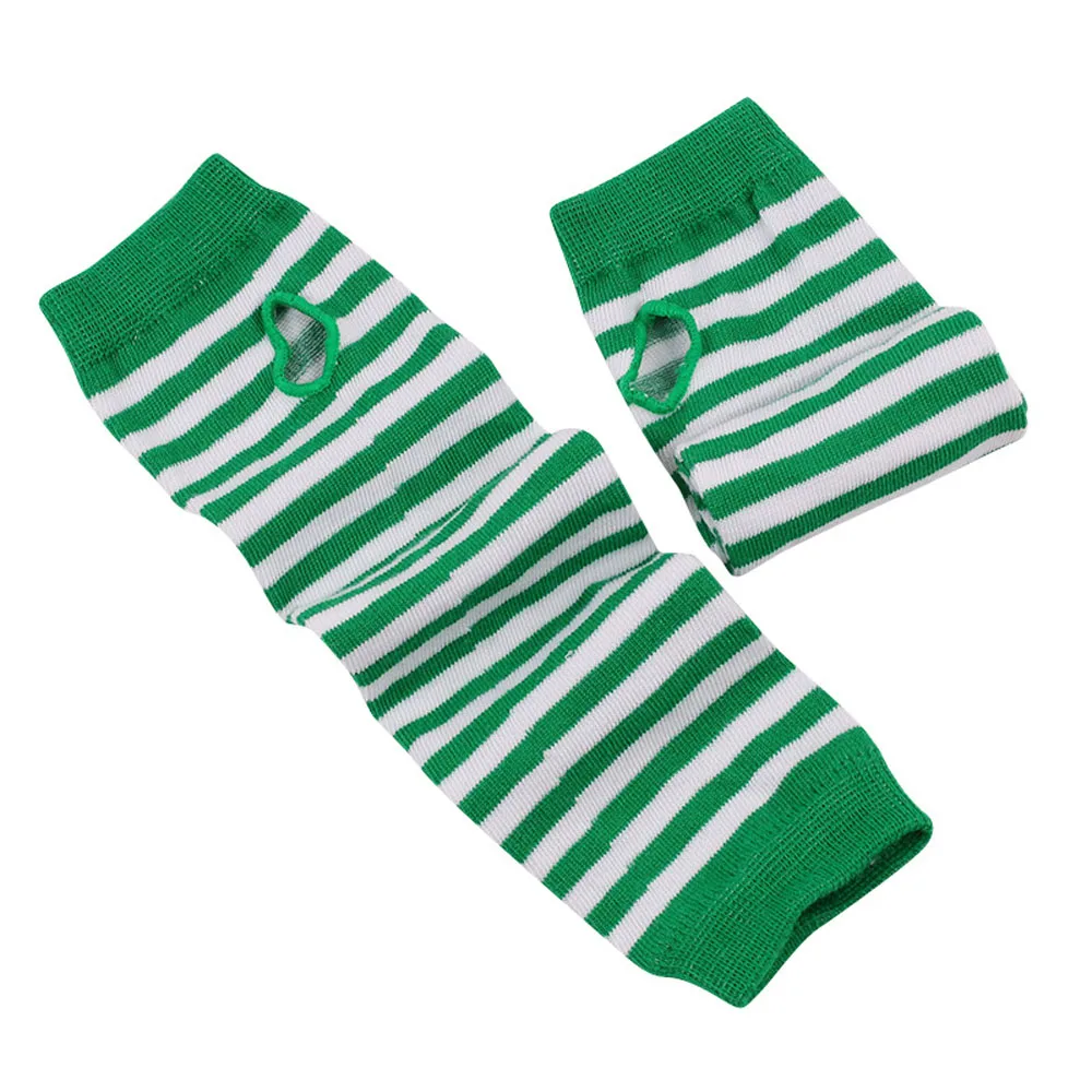 

Fashion Cotton Warm Winter Wrist Arm Sleeve Dew Finger Hand Mitten Striped Glove Fingerless Gloves Arm Warmers