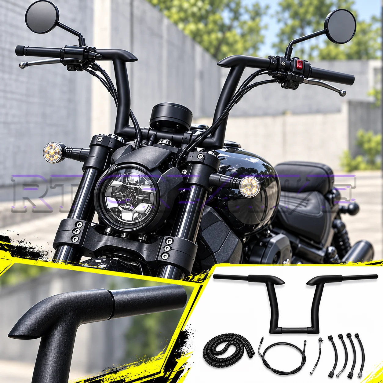 Motorcycle High Handlebar Heightening Riser Mod Parts Fit Benda Darkflag 500 V4 Black Flag 500