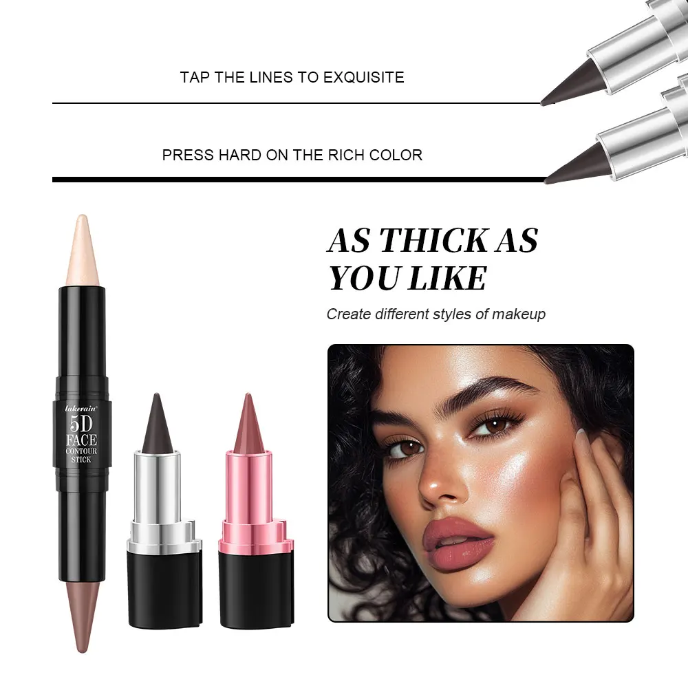Zestaw do makijażu 5D Perfect z konturowaniem, eyelinerem w sztyfcie i szminką, łatwe koloryzowanie, odporny na pot, długotrwały zestaw do makijażu codziennego.