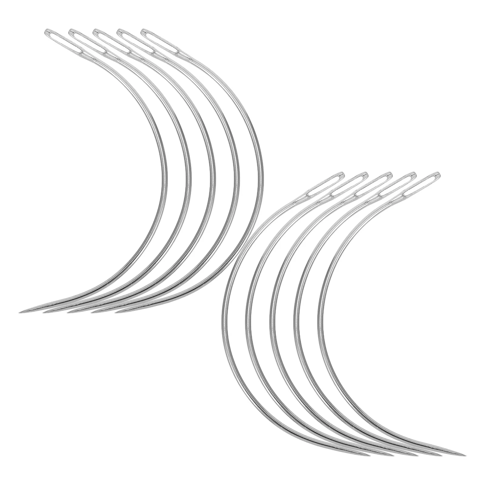 

100pcs C-shaped Spiral Hand Sewing Needles Transparent PP Box Curved Upholstery DIY Silver Braiding Large Needles Hair