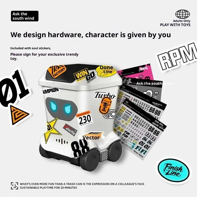 Robot per pattumiera con telecomando originale con occhi a LED e coperchio con apertura automatica per gadget per la casa divertente e intelligente per adulti